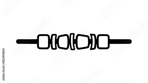 Grilled shashlik skewer black white icon