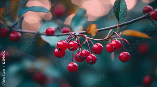 bunch of berries on a background with sunset light generative ai