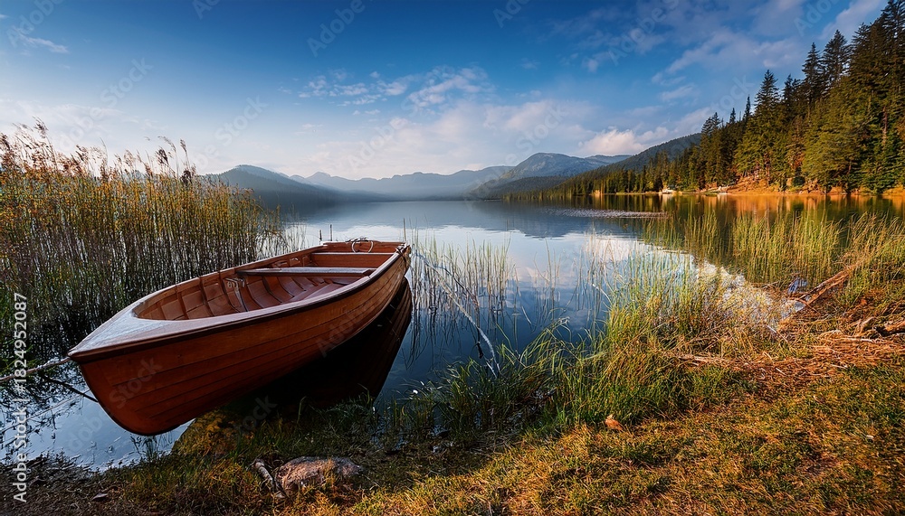 Fototapeta premium peaceful lakeside boat