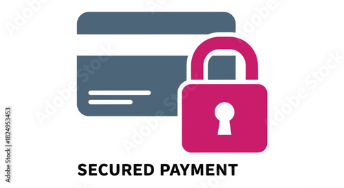 Secure online transactions illustrated with a credit card padlock and security symbol