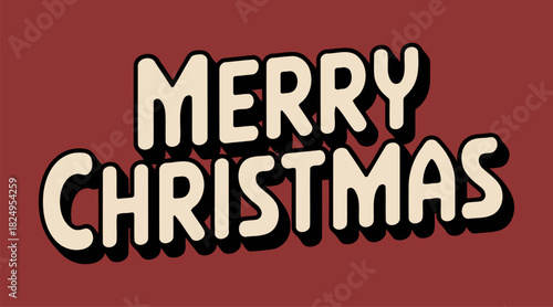 Merry Christmas bold retro typography design with 3D effect and festive holiday colors for cheerful seasonal greetings