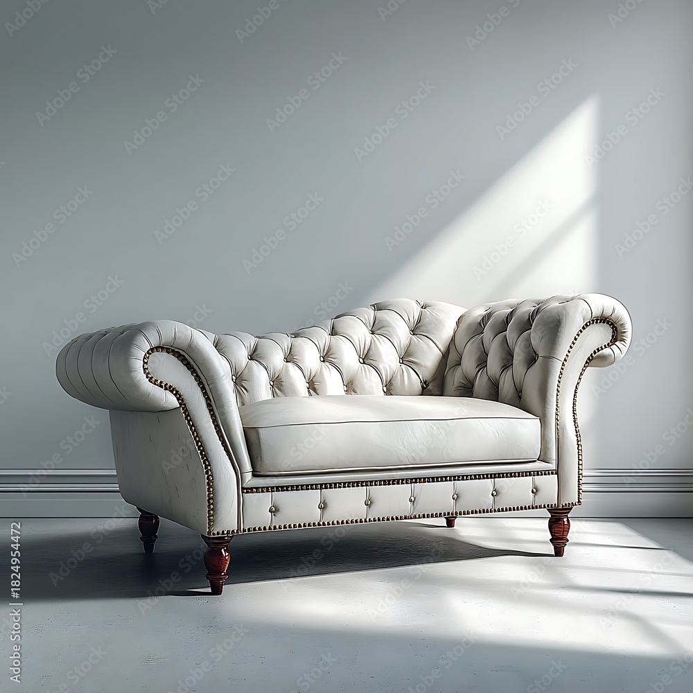 Obraz premium Elegant white leather cushioned chair high resolution picture