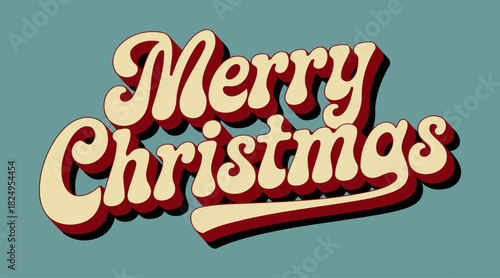 Merry Christmas retro typography design with bold letters and a vintage color palette for festive holiday greetings