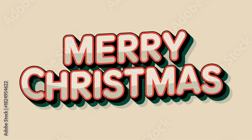 Bold Merry Christmas retro typography design with 3D effect and bright holiday colors for a joyful greeting