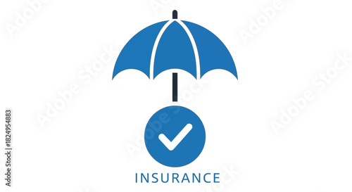A blue umbrella icon above a checkmark with the word insurance underneath