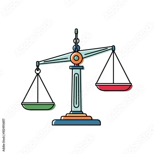 Colorful Justice Scales Illustration for Law Legal Concepts