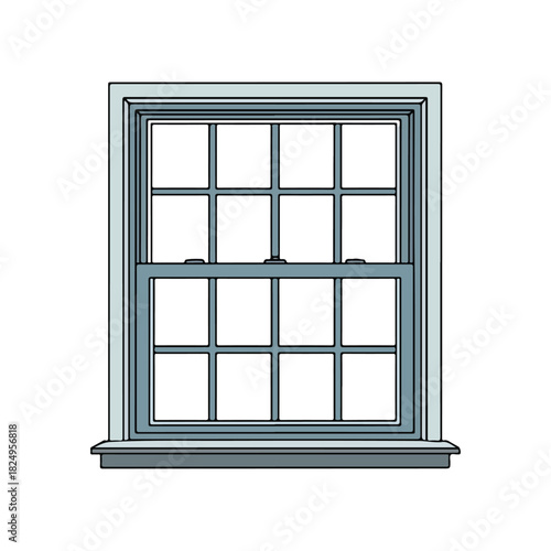 Classic Double-Hung Window Architectural Design Illustration