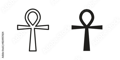 Ankh icons in simple black style symbol sign for apps and website