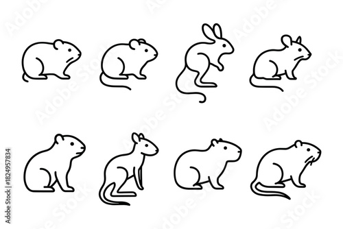 Small Animals: Mouse, Hamster, Rabbit, Rodents, Vector Illustration