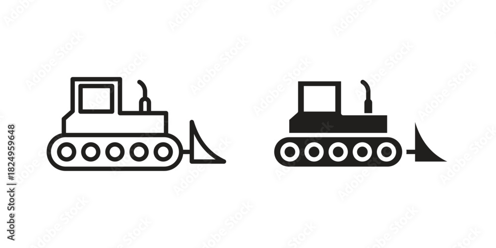 Naklejka premium Bulldozer icons in simple black style symbol sign for apps and website