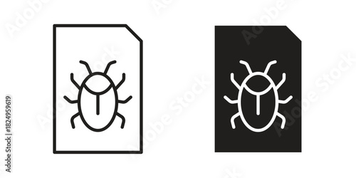 Bug report icons in simple black style symbol sign for apps and website