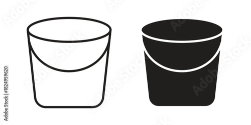 Bucket icons in simple black style symbol sign for apps and website
