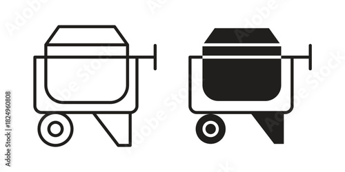 Cement mixer icons in simple black style symbol sign for apps and website