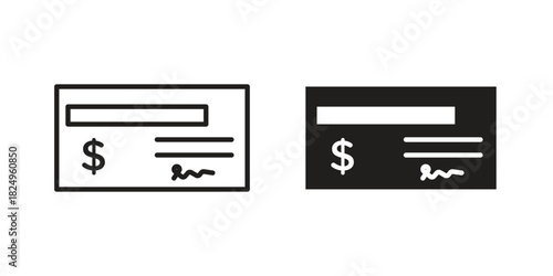 Cheque icons in simple black style symbol sign for apps and website