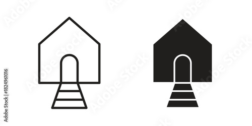 Chicken coop icons in simple black style symbol sign for apps and website