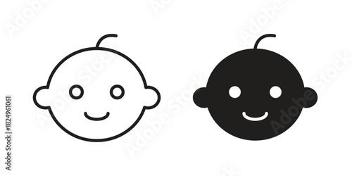 Child face icons in simple black style symbol sign for apps and website