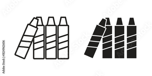 Crayon icons in simple black style symbol sign for apps and website