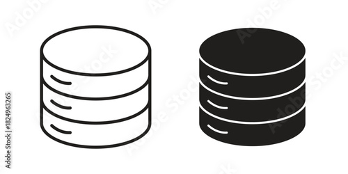 Cylinder database icons in simple black style symbol sign for apps and website
