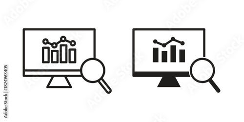 Data Analysing icons in simple black style symbol sign for apps and website