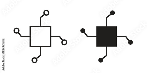 Decentralized icons in simple black style symbol sign for apps and website