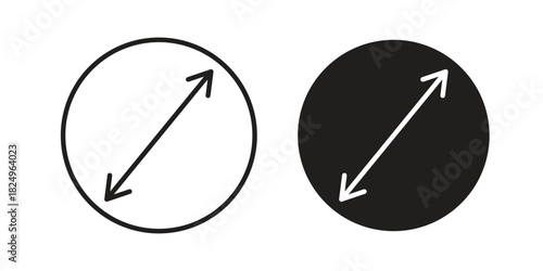 Diameter icons in simple black style symbol sign for apps and website