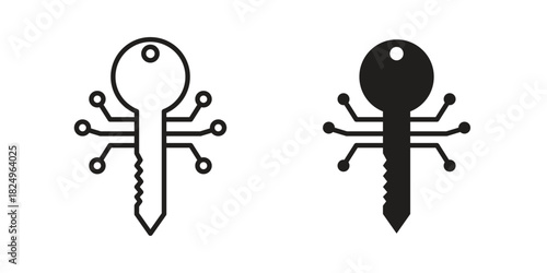 Digital key icons in simple black style symbol sign for apps and website