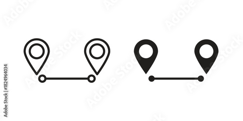 Distance icons in simple black style symbol sign for apps and website