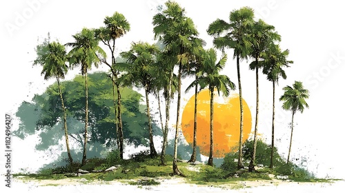 Exotic palm tree island high resolution picture