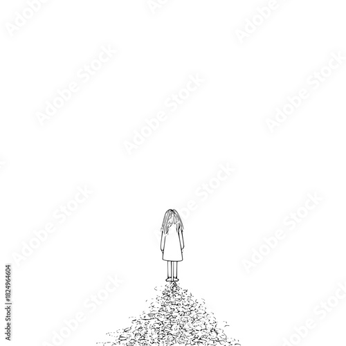 Minimalist line drawing of a person standing alone