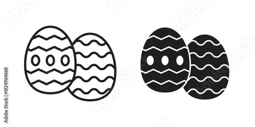 Easter eggs icons in simple black style symbol sign for apps and website