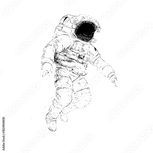 Detailed sketch of an astronaut in a spacesuit