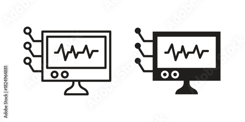 EKG monitor icons in simple black style symbol sign for apps and website