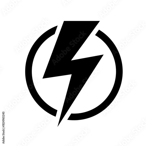 Electric power icon. Lightning bolt sign in the circle.