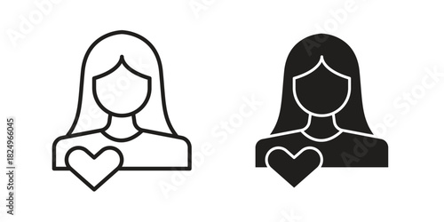 Girlfriend icons in simple black style symbol sign for apps and website