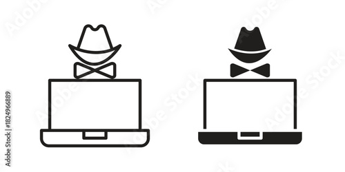 Hacker icons in simple black style symbol sign for apps and website