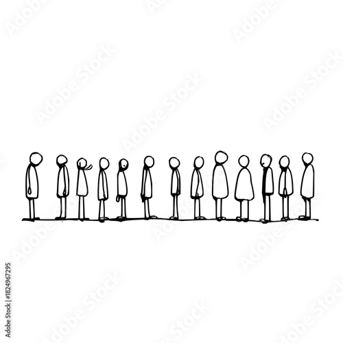 A line of simple stick figures standing in a row