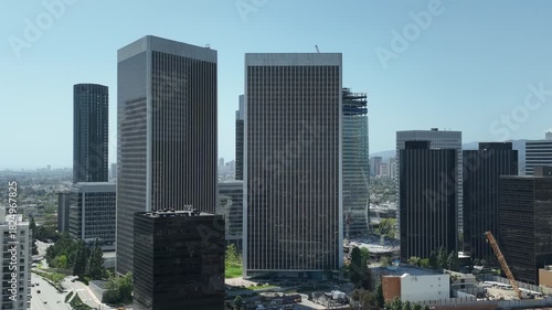 Los Angeles Century City Telephoto Aerial Shot Orbit L