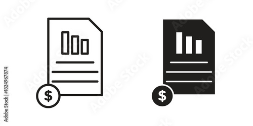 Income statement icons in simple black style symbol sign for apps and website