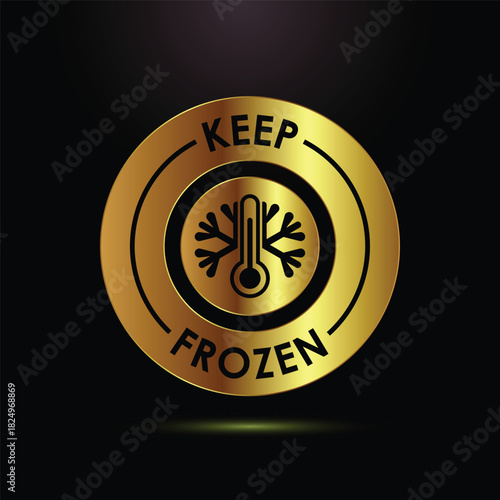 Keep frozen food storage symbol on golden circle label