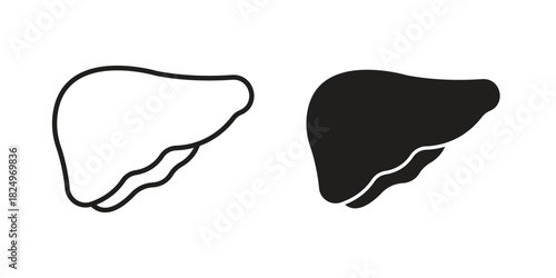 Liver icons in simple black style symbol sign for apps and website