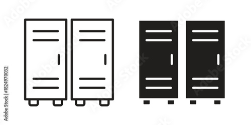Locker icons in simple black style symbol sign for apps and website
