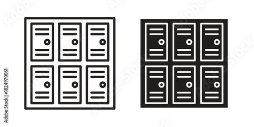 Lockers icons in simple black style symbol sign for apps and website