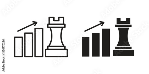 Marketing strategy icons in simple black style symbol sign for apps and website