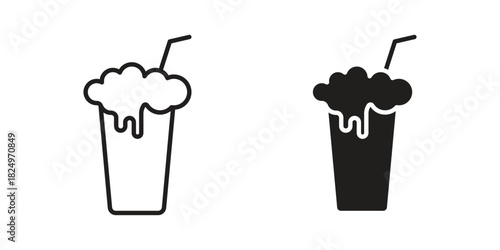 Milkshake icons in simple black style symbol sign for apps and website
