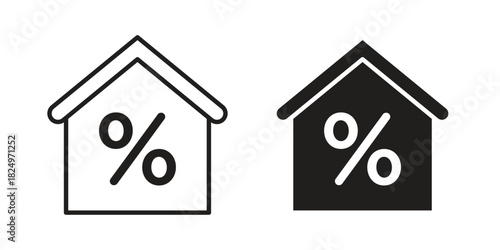 Mortgage rate icons in simple black style symbol sign for apps and website