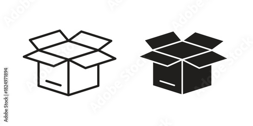 Open box icons in simple black style symbol sign for apps and website