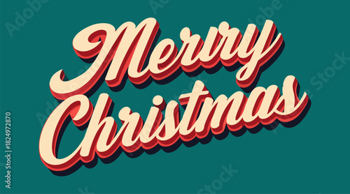 Bold Merry Christmas typography with vibrant 3D effect and festive colors for a cheerful holiday message