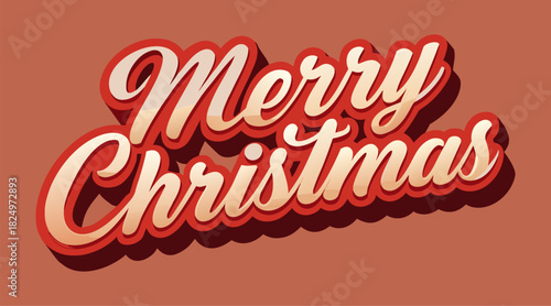 Bold Merry Christmas typography with 3D effect and festive colors for joyful holiday celebrations and wishes