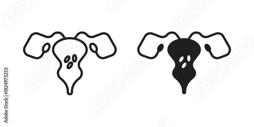 Pelvic inflammatory disease icons in simple black style symbol sign for apps and website