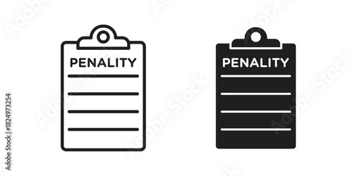 Penalty icons in simple black style symbol sign for apps and website